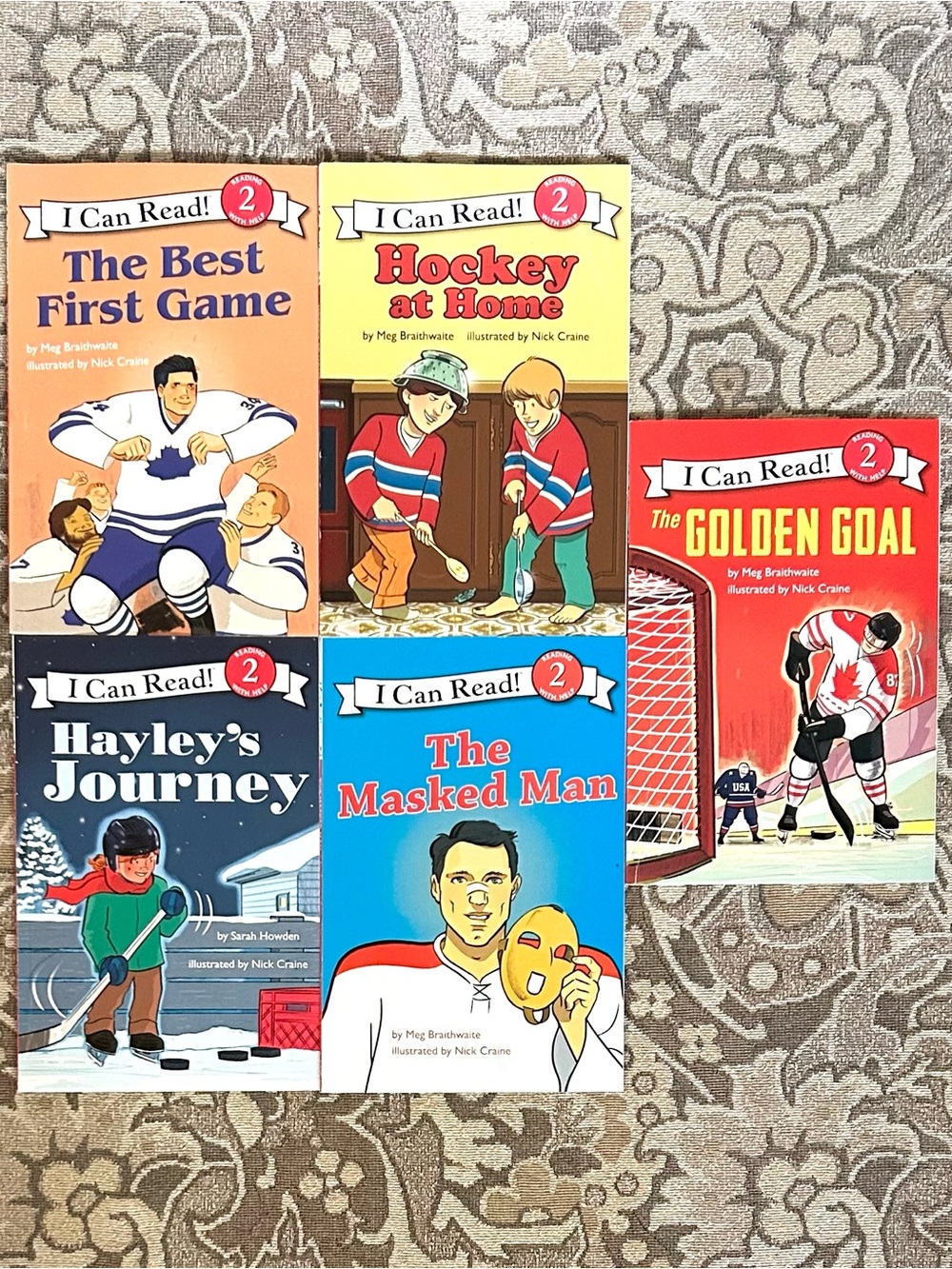 5 “I Can Read!” Hockey Themed Softcover Books. Hockey Stories Level 2 Reading